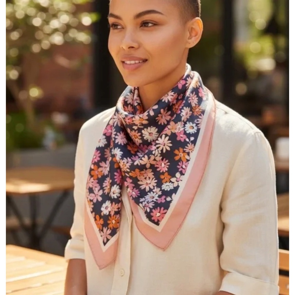 Kate Spade New York Floral‎ Medley Silk Square Scarf 415 Blazer Blue NWT $88